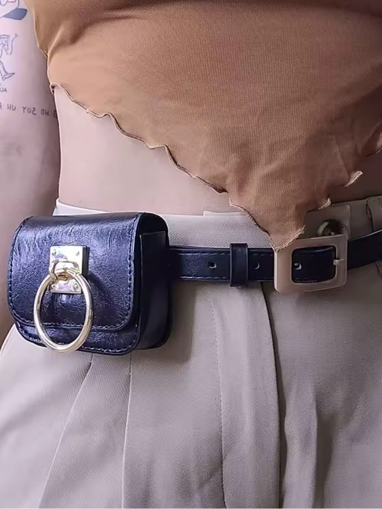 Black Faux Leather Belt Bag main image 5